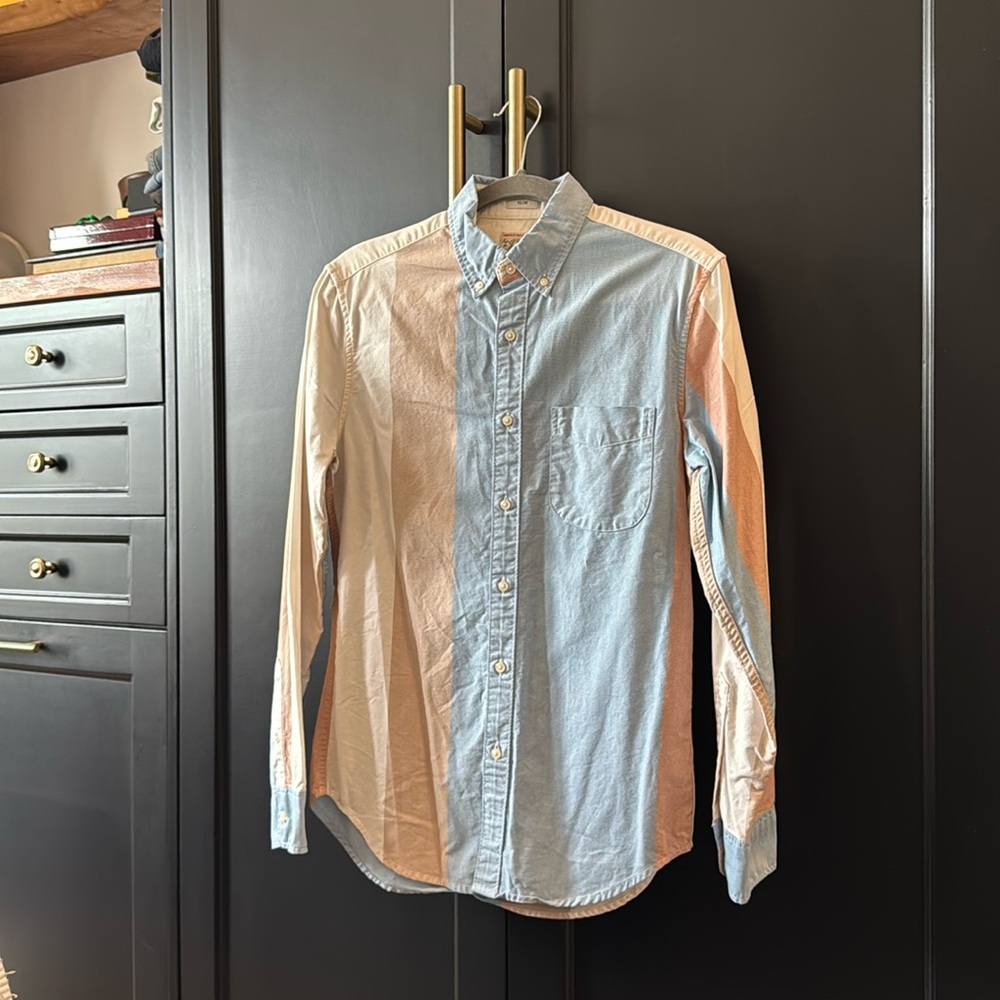 J. CREW MEN’S BEIGE STRIPED COTTON SHIRT